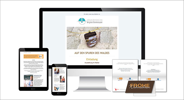 Kundenpflege mit Newslettern, digitalen Mailings und gedruckten Grußkarten im Corporate Design